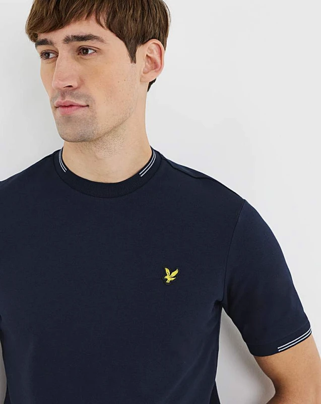 Image of Lyle & Scott Mens Fine Cotton Tipped T-Shirt in Blue