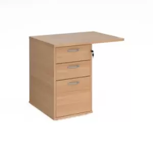 Image of Desk high 3 drawer pedestal 600mm deep with 800mm flyover top - beech