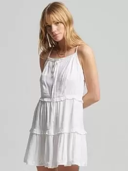 Image of Superdry Vintage Broderie Cami Dress - White, Size 12, Women
