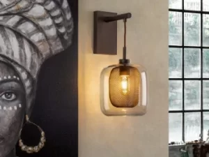 Image of Fox Wall Light with Shade, Chocolate, 1x E27