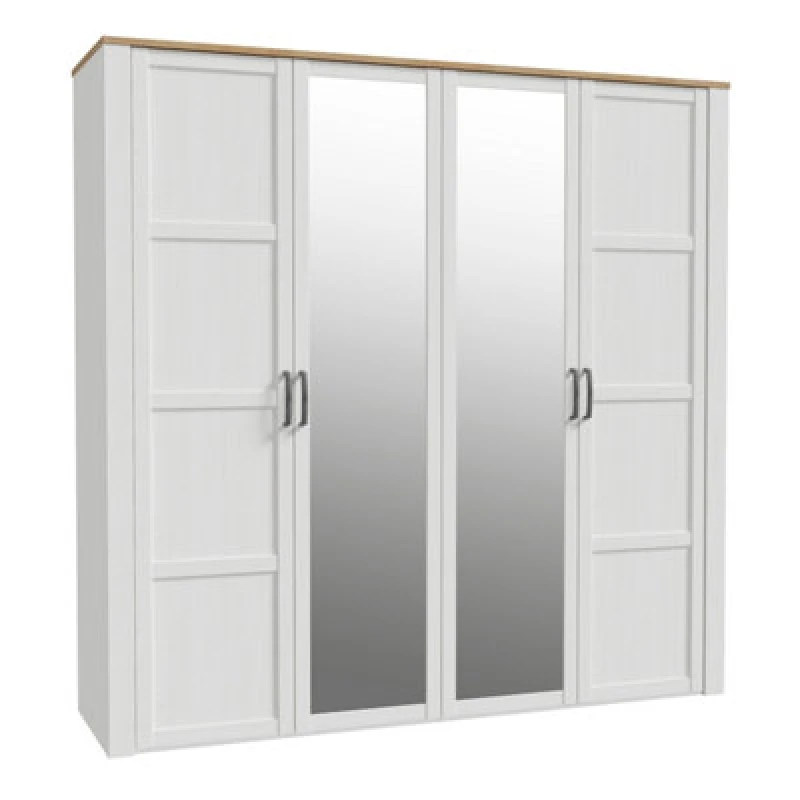 Image of Furniture To Go Bohol 2 Door 2 Mirrored Door Wardrobe In Riviera Oak/white