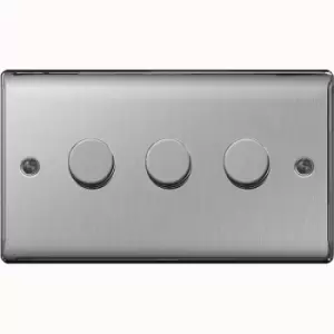 Image of BG Nexus Metal Brushed Steel 3 Gang 2 Way Dimmer Switches - NBS83P