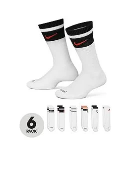 Image of Nike Older Unisex Everyday Plus Crew Socks 6 Pair - White