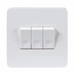 Image of KnightsBridge Pure 9mm 10A White 3G 2 Way 230V Electric Wall Plate Switch
