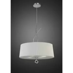 Image of Mara pendant lamp 4 bulbs E27 round, polished chrome with ivory white lampshade