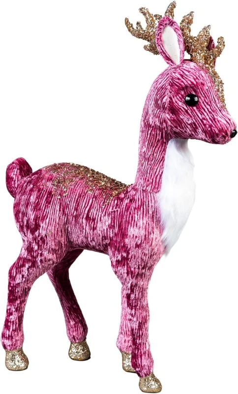 Image of Shatchi 52cm Burgundy Reindeer - Christmas Figurine Pink
