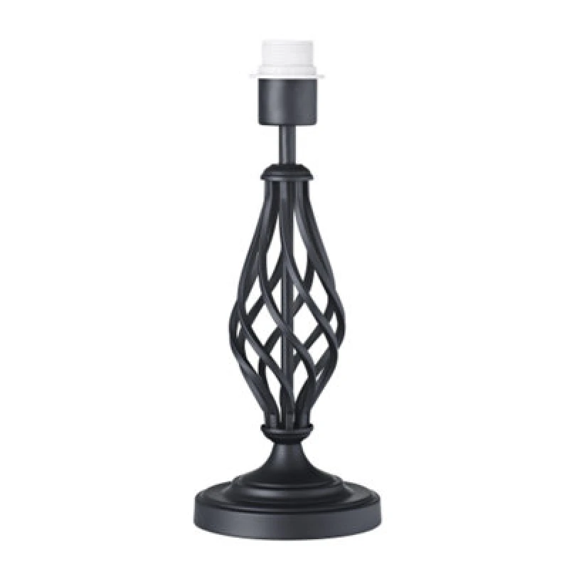 Image of Happy Homewares Traditional Black Table Lamp Base With Twist Metal Stem Design And Inline Switch