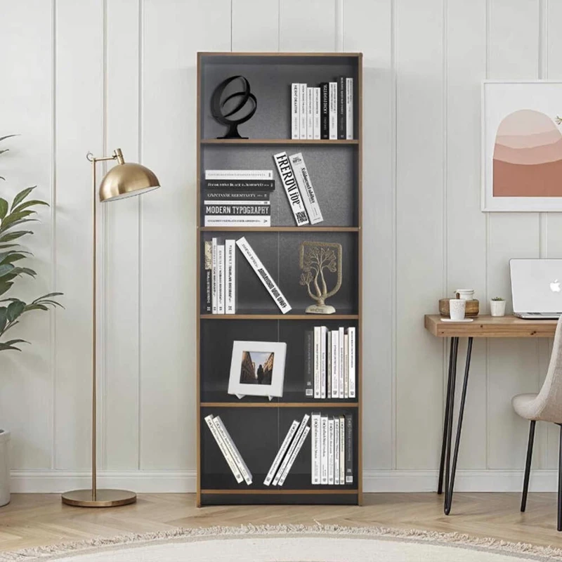 Image of FWStyle FWStyle 5 Tier Anthracite Grey Modern Bookcase Shleving Unit Grey One Size Unisex 5056413130877