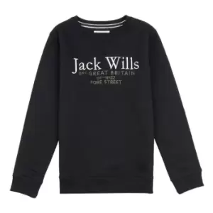 Image of Jack Wills Kids Script Crew Neck Sweatshirt - Black