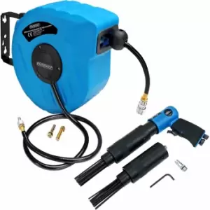 Image of Monzana Hose Reel Pneumatic Compressed Air Tool Set DIY Garage Workshop Equipment 10m Druckluft Schlauchtrommel + Nadelentroster (de)