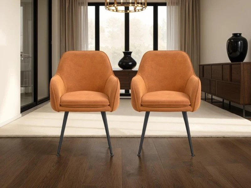 Image of LPD Tara Set of 2 Rust Velvet Dining Chairs