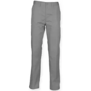 Image of Henbury Womens/Ladies 65/35 Flat Fronted Slim Fit Chino Work Trousers (SR) (Steel Grey) - Steel Grey