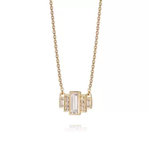 Image of Daisy London 18ct Gold Plate Beloved White Topaz Baguette Necklace 18ct Gold Plate