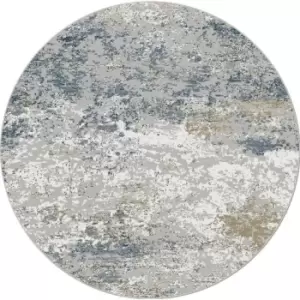 Image of Mastercraft Canyon Polyester And Heatset Rug 52014/7777 - 200cm Circle - Blue/Beige/White