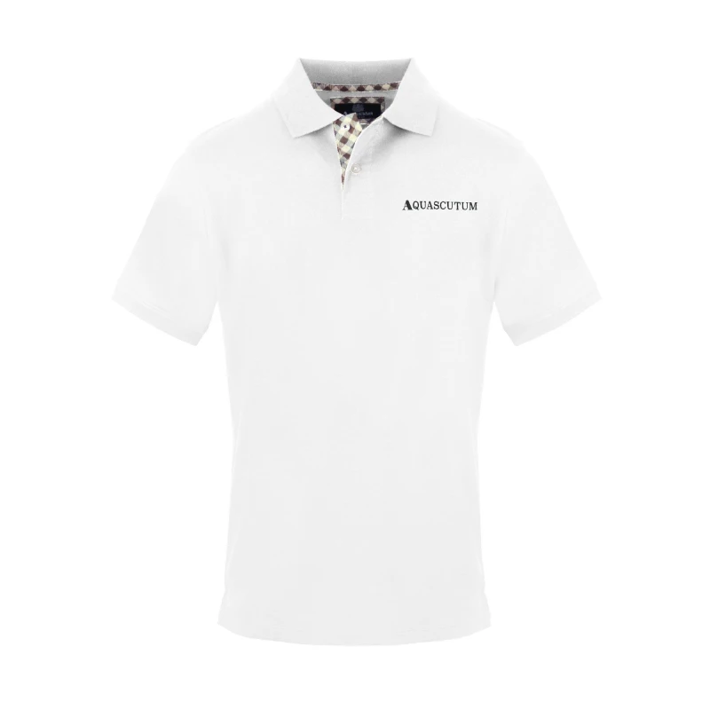 Image of Aquascutum Mens Polo Short Sleeve Polo Shirt Short Sleeve Polos Small White 54288601350
