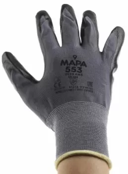 Image of Mapa Ultrane Black Nitrile Work Gloves, Size 9, Large, 2 Gloves