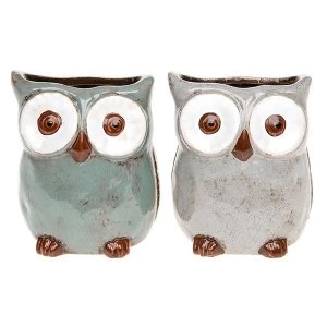 Image of Village Pottery Owl Planter Medium (1 Random Supplied)