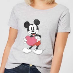 Image of Disney Mickey Mouse Heart Gift Womens T-Shirt - Grey - M