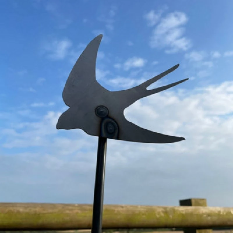 Image of Poppy Forge Swallow On 5 Feet Pole (Pack Of 3) - Bare Metal/ready To Rust - W13 X H165 Cm