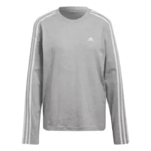 Image of adidas Essentials 3-Stripes Long-Sleeve Top Womens - Grey