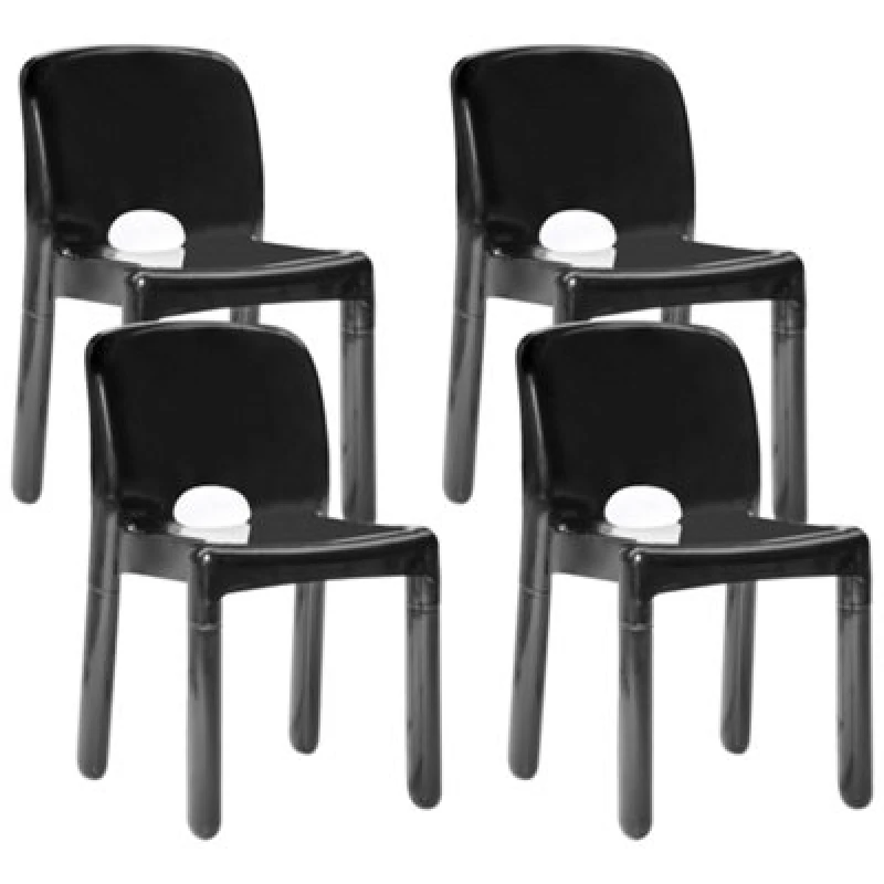 Image of Beliani Set Of 4 Garden Chairs Betim Black