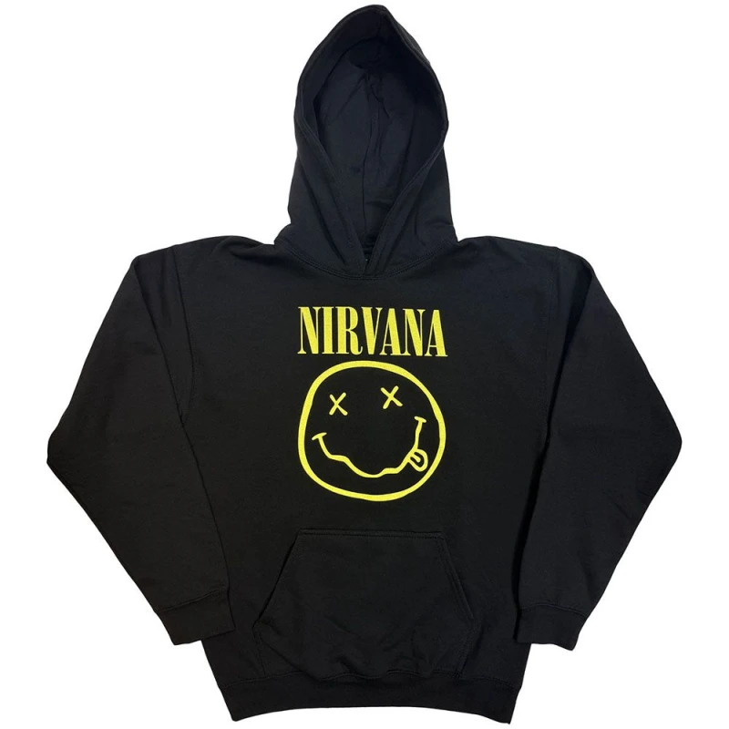 Image of Nirvana Yellow Grunge Smile Hoodie Black unisex