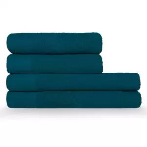 Image of Textured Weave 4 Piece Hand/Bath Towel Set Blue