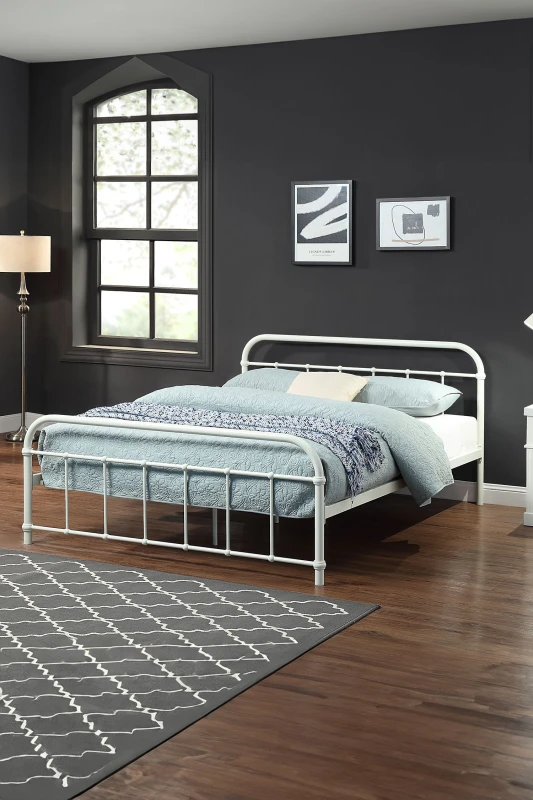 Image of Slumberworx Tewin Vintage Single Bed Frame Hospital Style White Metal, White 5.05574E+12