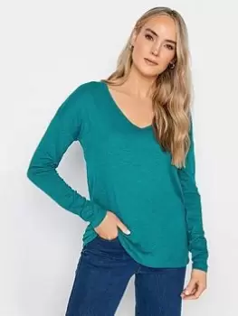 Image of Long Tall Sally 3 Pack Ls V Neck Cotton Slub Tee Black,Teal,Purple