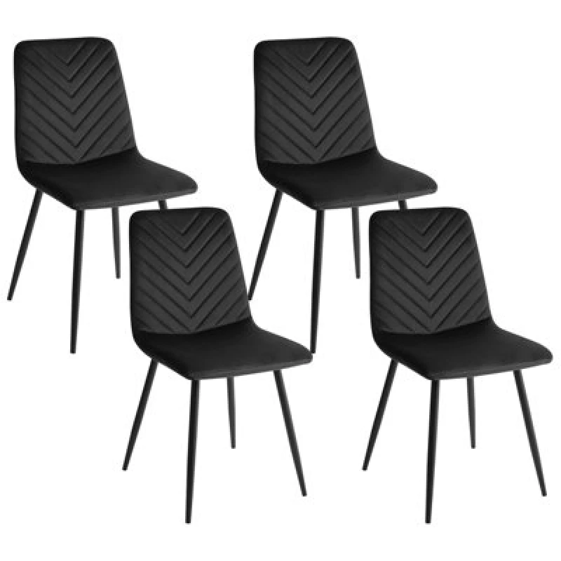 Image of Beliani Set Of 4 Dining Chairs Havre Velvet Black