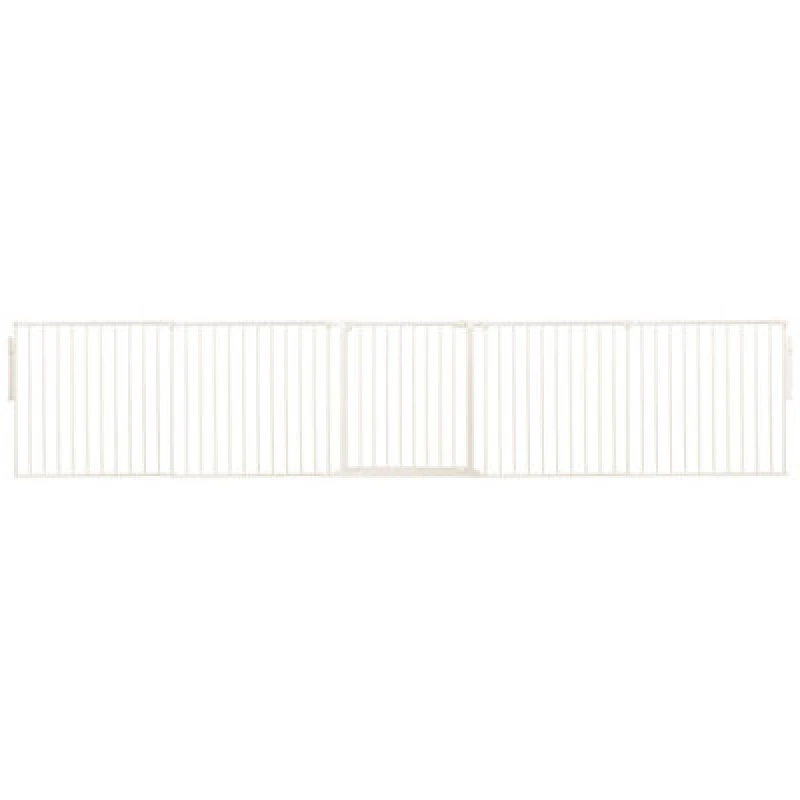 Image of Safetots Premium Multi Panel Room Divider, Up To 370Cm Wide, White, 70Cm Tall, Flexible Barrier With Door For Baby And Toddler