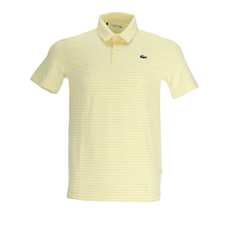 Image of Lacoste Mens Short-Sleeve Performance Polo Shirt White/Yellow male S