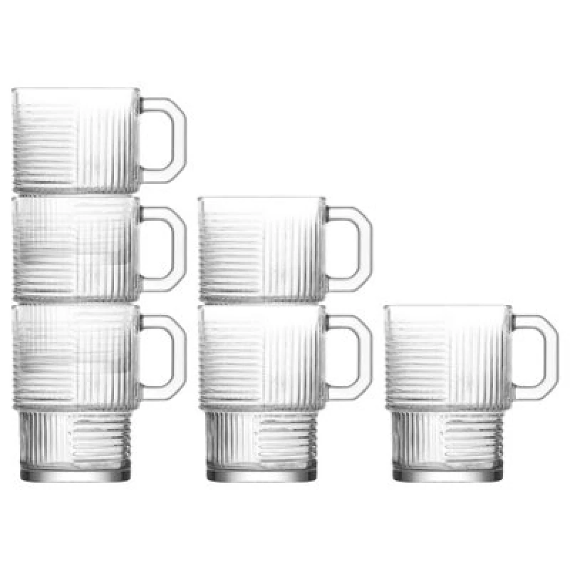 Image of LAV Helen Stacking Glass Coffee Cups - 270ml - Pack of 6 Clear unisex