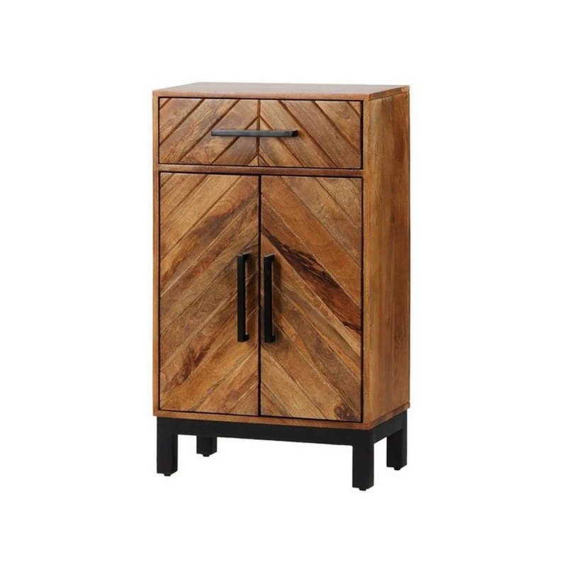 Image of Jaipur Furniture Ltd Parquet Tall Slim Sideboard - Mango Wood/Iron - L30 x W54 x H90cm - PP Finish in Brown Brown Unisex