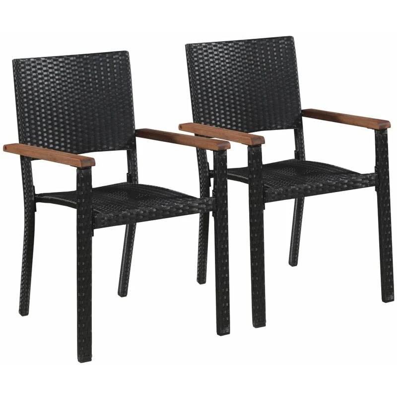 Image of VIDAXL Outdoor Chairs 2 pcs Poly Rattan Black Vidaxl 8718475601661