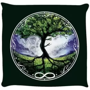 Image of Grindstore Spiritual Tree Of Life Filled Cushion (One Size) (Black) - Black