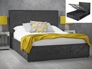 Image of LPD Rimini 5ft King Size Black Crushed Velvet Glitz Upholstered Fabric Ottoman Bed Frame