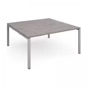 Image of Adapt square boardroom table 1600mm x 1600mm - silver frame and grey