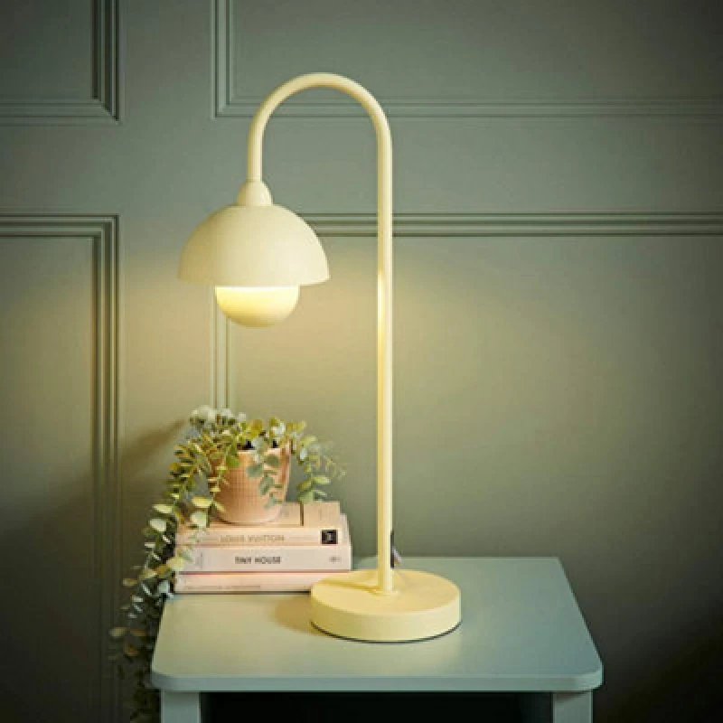 Image of ValueLights ValueLights Tilly Pastel Arched Dome Shade Metal Table Lamp in Yellow Yellow One Size Unisex 5016529271338