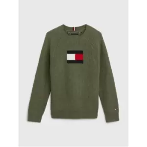 Image of Tommy Hilfiger Raglan Flag Sweater - Green