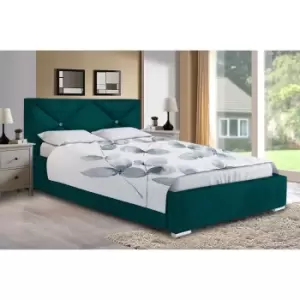Image of Mevena Bed Small Double Plush Velvet Green