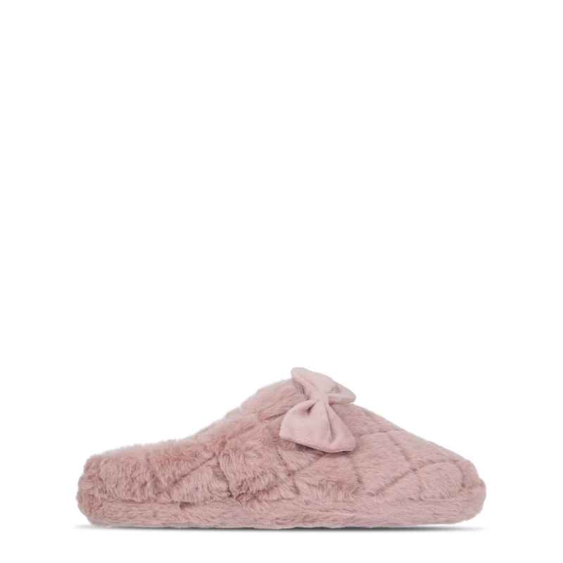Image of Linea Faux Fur Bow Slipper - Pink Pink 3