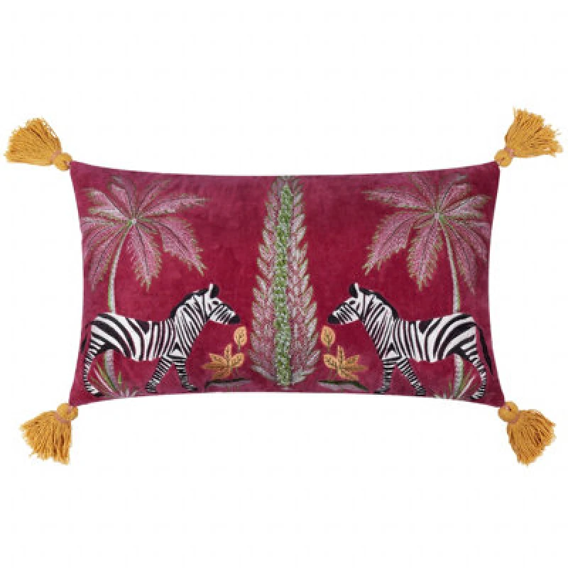 Image of Wylder Tropics Kalahari Embroidered Velvet Polyester Filled Cushion