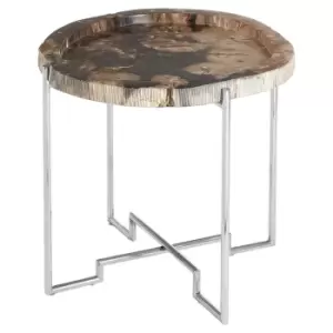 Image of Olivia's Dark Petrified Wood Round Side Table