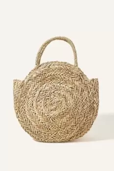 Image of Straw Circle Handheld Basket Bag