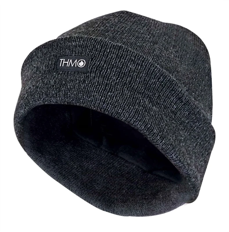 Image of THMO THMO Mens Knitted Beanie Hat - Keep Warm With Style! - One Size / Charcoal