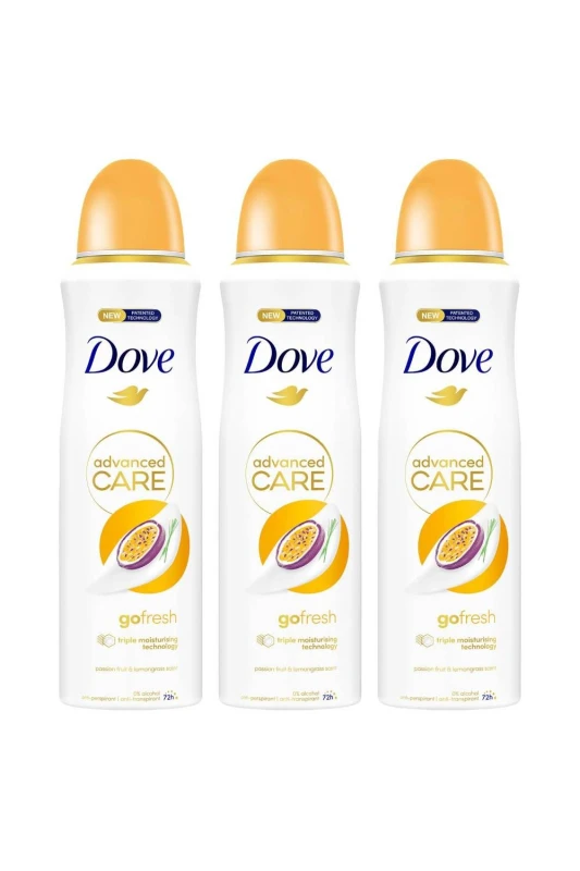 Image of Dove 'Antiperspirant Deodorant' Passion Fruit & Lemongrass, 3x 200ml White