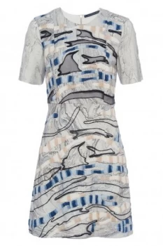Image of French Connection Derain Stitch Back Cut Out Dress Grey