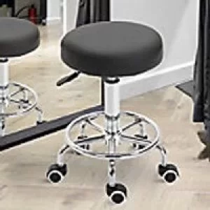 Image of Vinsetto Round Leather Salon Working Beautician Stool Black