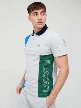 Image of Lacoste Colour Block Polo Shirt - Grey, Size L, Men